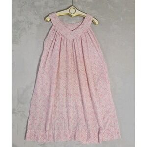 VTG Long Dainty Pink Floral Sleeveless Nightgown Summer‎ OS Cottagecore Prarie